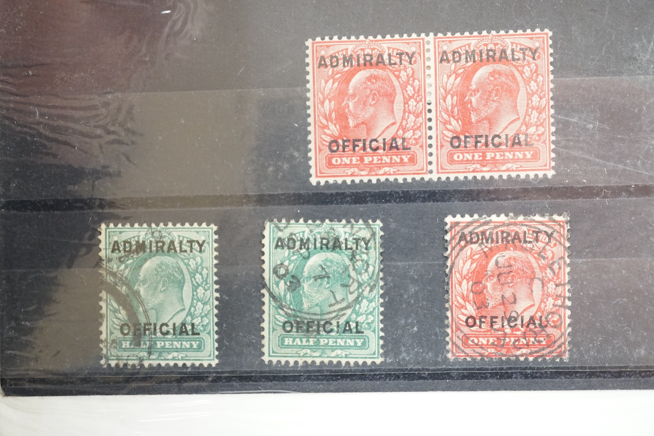 Great Britain Edward VII stamps in auction folders with 9d-10d-one shilling, mint, officials mint and used